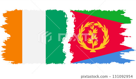 Eritrea and Ivory Coast grunge flags connection vector 131092954