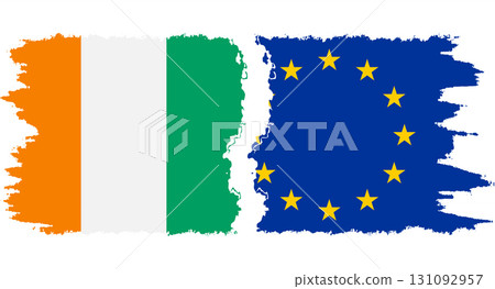 EU and Ivory Coast grunge flags connection vector EU and Ivory Coast grunge flags connection vector 131092957