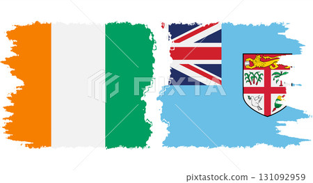 Fiji and Ivory Coast grunge flags connection vector 131092959