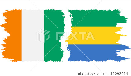 Gabon and Ivory Coast grunge flags connection vector 131092964