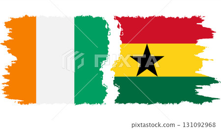 Ghana and Ivory Coast grunge flags connection vector 131092968