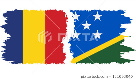 Solomon Islands and Romania grunge flags connection vector 131093040