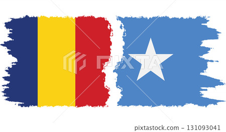 Somalia and Romania grunge flags connection vector 131093041