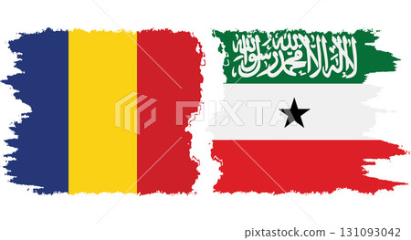 Somaliland and Romania grunge flags connection vector 131093042