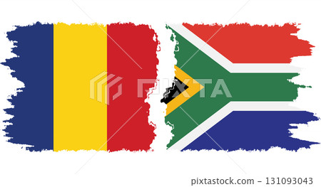 South Africa and Romania grunge flags connection vector 131093043