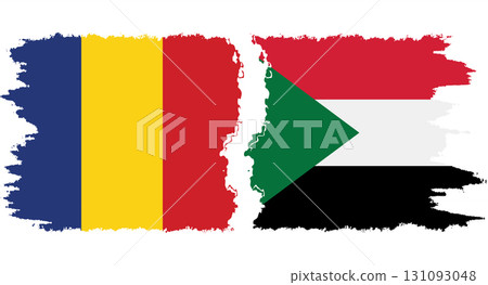 Sudan and Romania grunge flags connection vector Sudan and Romania grunge flags connection vector 131093048