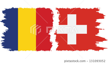 Switzerland and Romania grunge flags connection vector 131093052