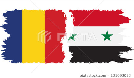 Syria and Romania grunge flags connection vector 131093053