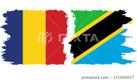 Tanzania and Romania grunge flags connection vector 131093057