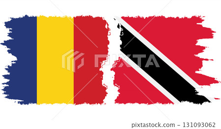 Trinidad and Tobago and Romania grunge flags connection vector 131093062