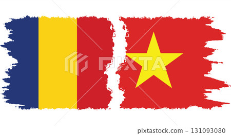 Vietnam and Romania grunge flags connection vector Vietnam and Romania grunge flags connection vector 131093080