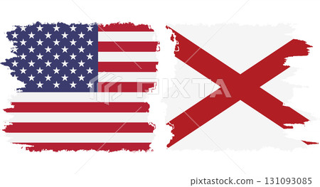 Alabama state and USA grunge flags connection vector Alabama state and USA grunge flags connection vector 131093085