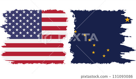 Alaska state and USA grunge flags connection vector Alaska state and USA grunge flags connection vector 131093086