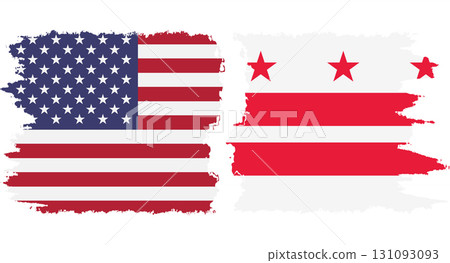 District of Columbia USA - Washington, D.C and USA grunge flags connection vector 131093093