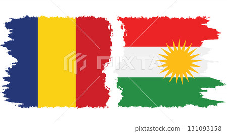 Kurdistan and Romania grunge flags connection vector 131093158