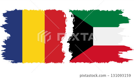 Kuwait and Romania grunge flags connection vector Kuwait and Romania grunge flags connection vector 131093159
