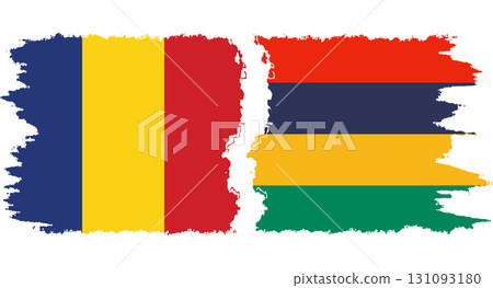 Mauritius and Romania grunge flags connection vector Mauritius and Romania grunge flags connection vector 131093180