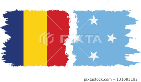 Federated States of Micronesia and Romania grunge flags connection v Federated States of Micronesia and Romania grunge flags connection v 131093182