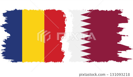 Qatar and Romania grunge flags connection vector Qatar and Romania grunge flags connection vector 131093218
