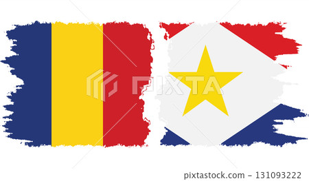 Saba and Romania grunge flags connection vector Saba and Romania grunge flags connection vector 131093222
