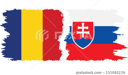 Slovakia and Romania grunge flags connection vector 131093239