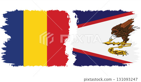 American Samoa and Romania grunge flags connection vector 131093247