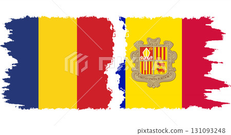 Andorra and Romania grunge flags connection vector 131093248