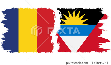 Antigua and Barbuda and Romania grunge flags connection vector Antigua and Barbuda and Romania grunge flags connection vector 131093251