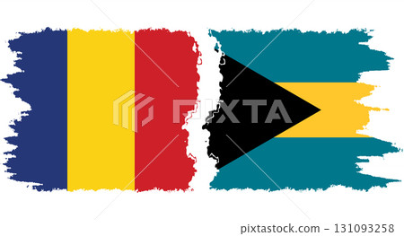 Bahamas and Romania grunge flags connection vector 131093258