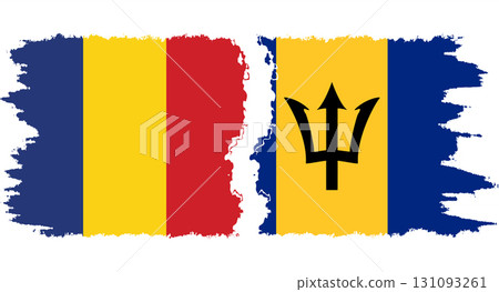 Barbados and Romania grunge flags connection vector Barbados and Romania grunge flags connection vector 131093261