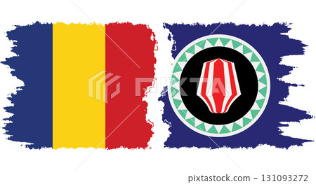 Bougainville and Romania grunge flags connection vector 131093272