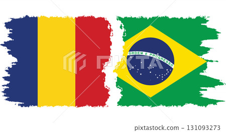 Brazil and Romania grunge flags connection vector 131093273
