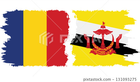 Brunei and Romania grunge flags connection vector 131093275