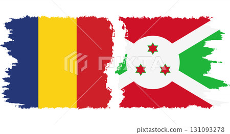 Burundi and Romania grunge flags connection vector 131093278