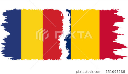 Chad and Romania grunge flags connection vector Chad and Romania grunge flags connection vector 131093286