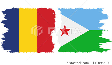 Djibouti and Romania grunge flags connection vector 131093304