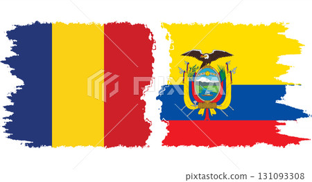 Ecuador and Romania grunge flags connection vector 131093308