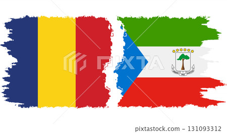 Equatorial Guinea and Romania grunge flags connection vector 131093312