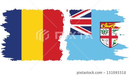 Fiji and Romania grunge flags connection vector Fiji and Romania grunge flags connection vector 131093318