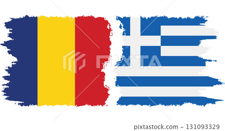 Greece and Romania grunge flags connection vector Greece and Romania grunge flags connection vector 131093329