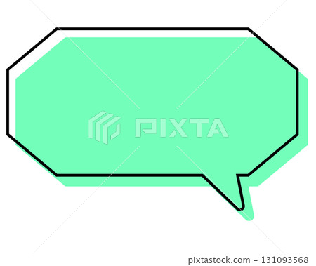 A simple, misaligned speech bubble in a long, octagonal shape 131093568