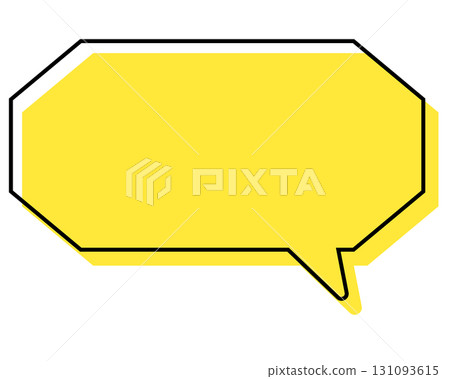 A simple, misaligned speech bubble in a long, octagonal shape 131093615