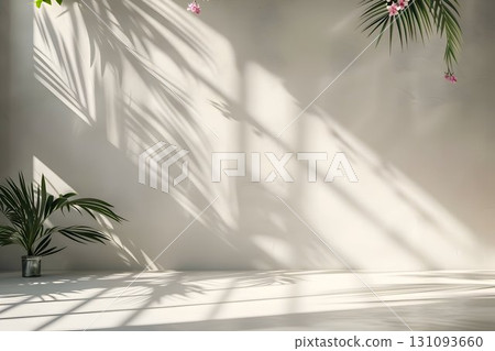 empty room with soft natural light, shadows of a window frame, background empty room with soft natural light, shadows of a window frame, background 131093660