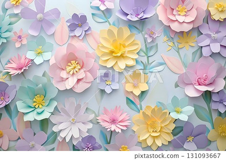 paper background pattern, an artistic arrangement of colorful flowers paper background pattern, an artistic arrangement of colorful flowers 131093667