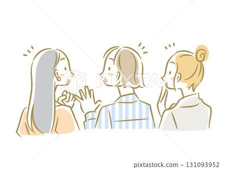 年輕女性驚訝地發現超值優惠 — — 柔和、時尚的線條畫插圖 131093952