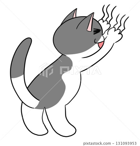 Illustration of a cat scratching its claws 131093953