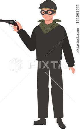 robber thief burglar bandit criminal masked man with gun 131093965