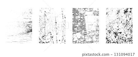 Set of black and white textures for overlay. Vector graphics. Different types of stamps 131094017
