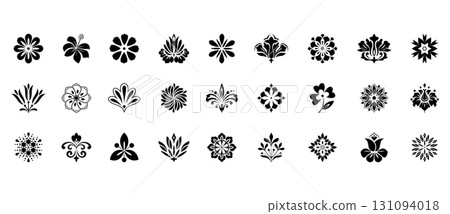 Flower icons set. Isolated elements for design. Vector graphics. 131094018