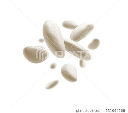 White beans levitate on a white background White beans levitate on a white background 131094266